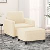 vidaXL Sill&oacute;n con taburete terciopelo crema 60 cm
