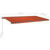 vidaXL Toldo autom&aacute;tico LED sensor de viento naranja marr&oacute;n 600x350 cm