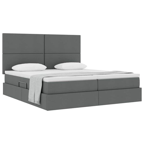vidaXL Cama con almacenamiento con colch&oacute;n Gris oscuro 200 x 200 cm