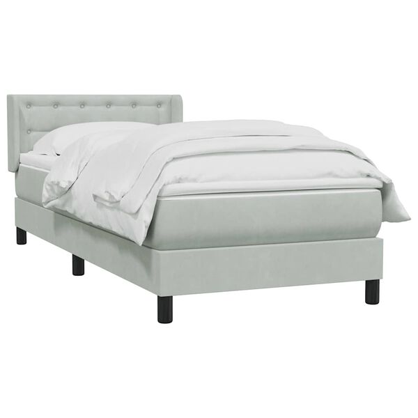 vidaXL Cama box spring con colch&oacute;n terciopelo gris claro 80x210 cm