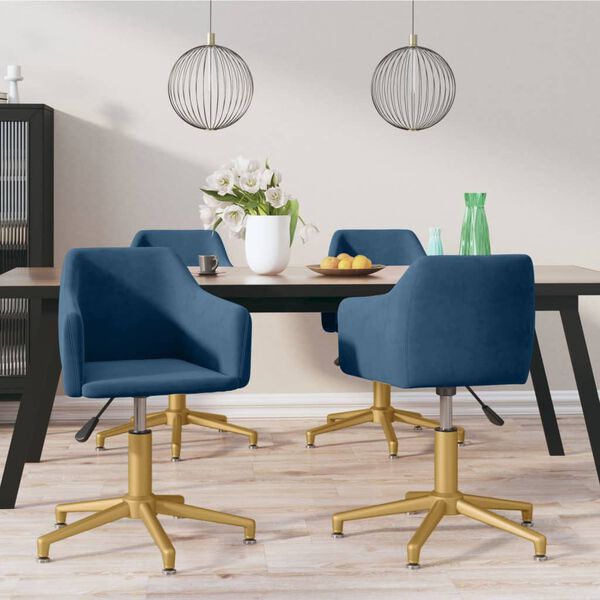 vidaXL Sillas de comedor giratorias 4 unidades terciopelo azul