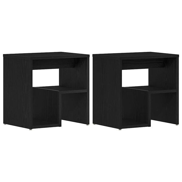 vidaXL Armario de Noche 2 pcs Roble Negro 40 x 30 x 40 cm