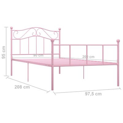 vidaXL Estructura de cama de metal rosa 90x200 cm