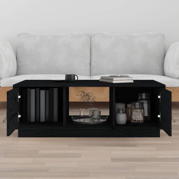 vidaXL Mesa de centro de madera maciza de pino negro 100x50x35 cm