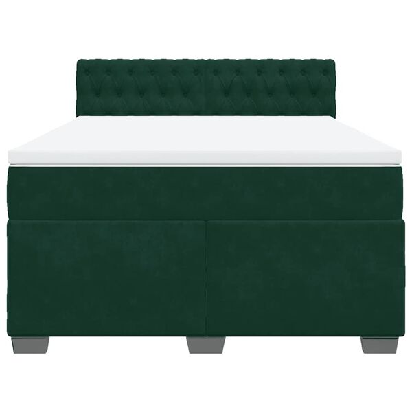 vidaXL Cama box spring con colch&oacute;n terciopelo verde oscuro 160x200 cm