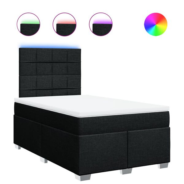 vidaXL Cama box spring con colch&oacute;n tela negro 120x190 cm