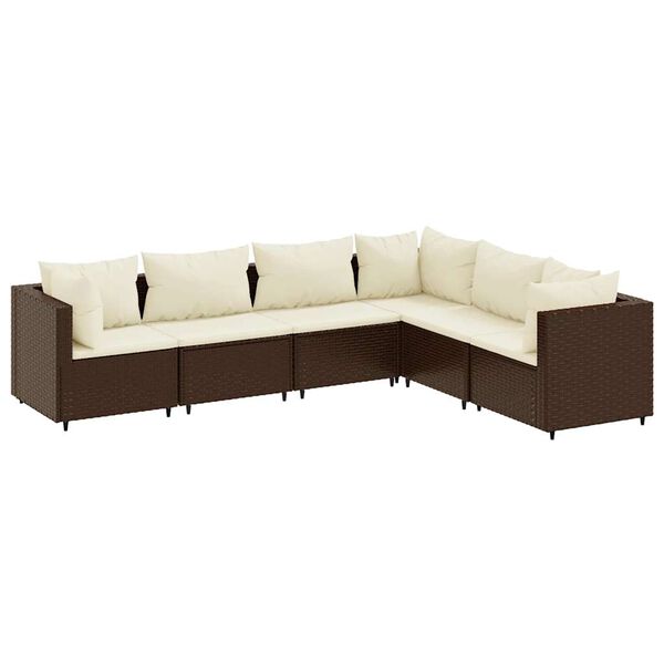 vidaXL Set muebles de jardín 6 piezas y cojines ratán sintético marrón