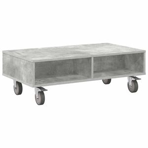 vidaXL Mesa Lateral con Ruedas Gris Concreto 90 x 50 x 30 cm