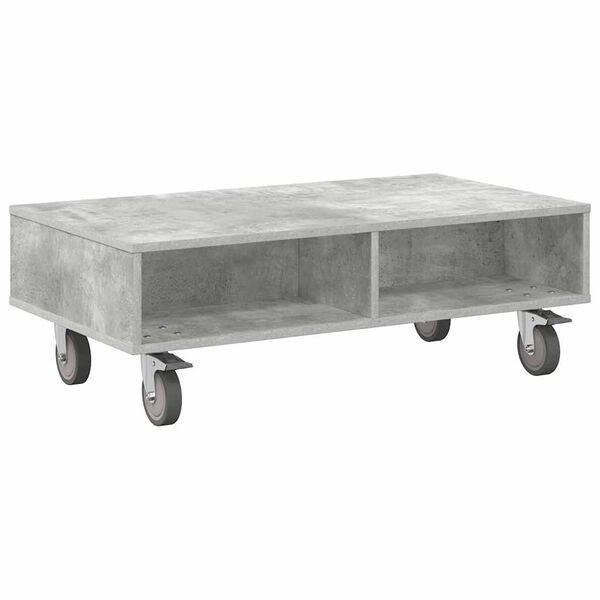vidaXL Mesa Lateral con Ruedas Gris Concreto 90 x 50 x 30 cm