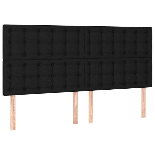 vidaXL Cabecero de cama negro 200x5x118/128 cm Tela