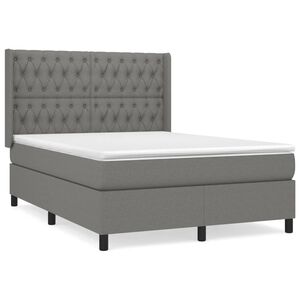 vidaXL Cama box spring con colch&oacute;n tela gris oscuro 140x190 cm