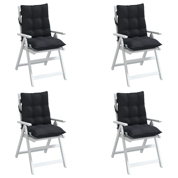 vidaXL Cojines para silla con respaldo bajo 4 uds tela Oxford negro