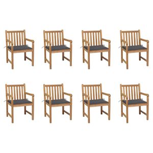 vidaXL Sillas de jard&iacute;n 8 uds madera maciza de teca cojines antracita