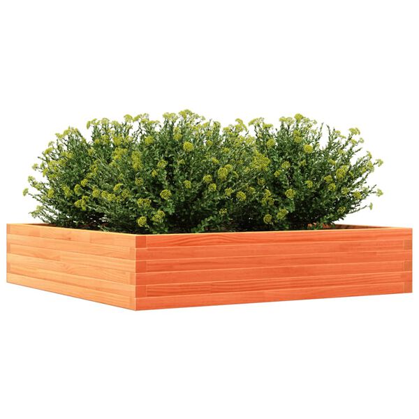 vidaXL Jardinera de madera maciza de pino marr&oacute;n cera 110x110x23 cm