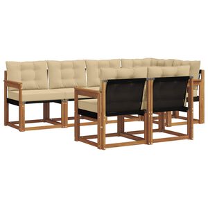 vidaXL Conjunto de sof&aacute;s de exterior con coj&iacute;n 7 pcs Natural y Beige