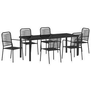 vidaXL Conjunto de Comedor de Jard&iacute;n 7 uds. Negro