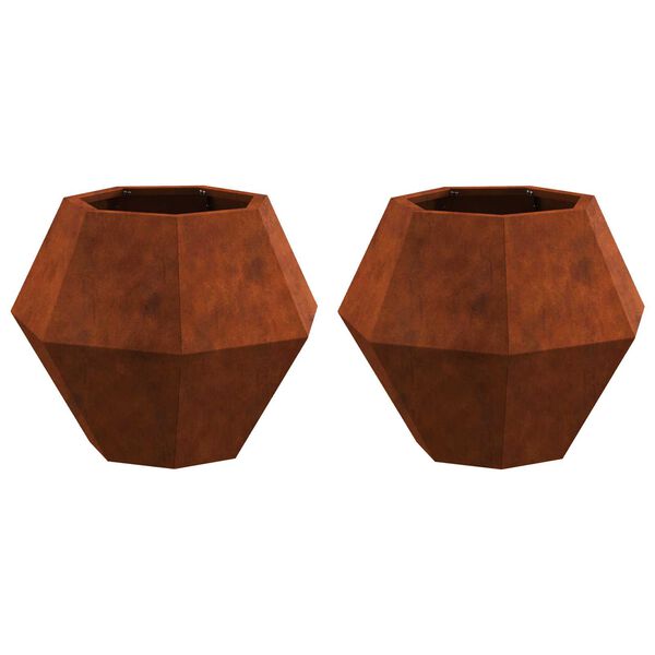 vidaXL Jardinera 2 pcs Oxidado 50 x 50 x 40 cm Acero autopatinable