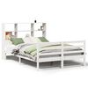 vidaXL Cama con estanter&iacute;a sin colch&oacute;n madera maciza blanca 140x190 cm