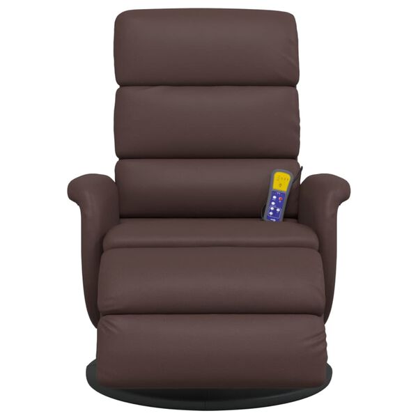 vidaXL Sill&oacute;n reclinable masaje con reposapi&eacute;s cuero sint&eacute;tico marr&oacute;n