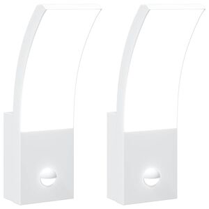 vidaXL L&aacute;mparas de pared LED exterior con sensor 2 uds aluminio blanco