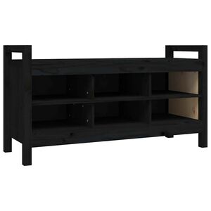 vidaXL Banco de recibidor madera maciza de pino negro 110x40x60 cm