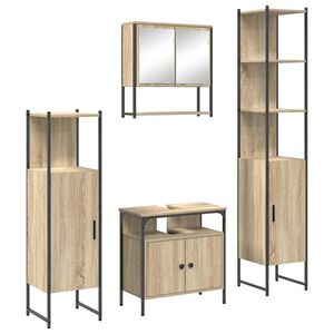 vidaXL Juego de muebles de ba&ntilde;o con estante 4 pcs Roble Sonoma