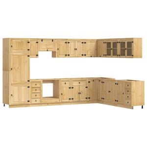 vidaXL Armario con caj&oacute;n SKI 14 pcs Marr&oacute;n Miel Madera de pino macizo