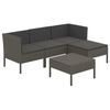 vidaXL Set de muebles de jard&iacute;n 5 pzas y cojines rat&aacute;n sint&eacute;tico gris