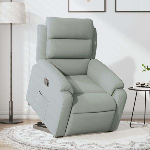 vidaXL Sill&oacute;n reclinable elevable terciopelo gris claro