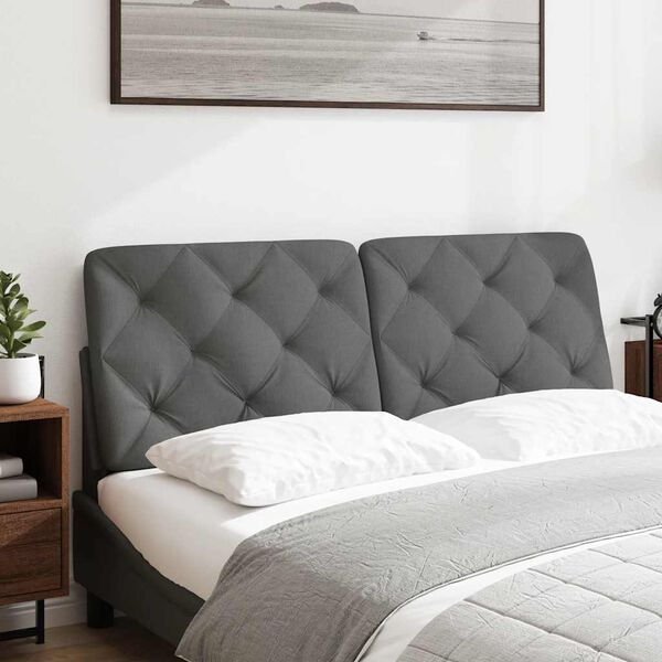 vidaXL Cabecero de cama acolchado tela gris oscuro 120 cm