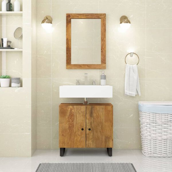 vidaXL Mueble de lavabo madera mango y madera ingenier&iacute;a 62x33x58 cm