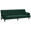 vidaXL Sof&aacute; cama con reposabrazos terciopelo verde oscuro