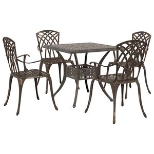 vidaXL Conjunto de mesa de jard&iacute;n 5 pcs Bronce Aluminio fundido