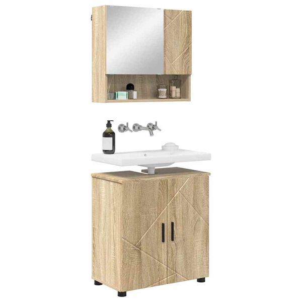 vidaXL Juego de muebles de ba&ntilde;o Montaje en la pared 2 pcs Roble Sonoma