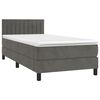 vidaXL Cama box spring colch&oacute;n y LED terciopelo gris oscuro 90x190 cm