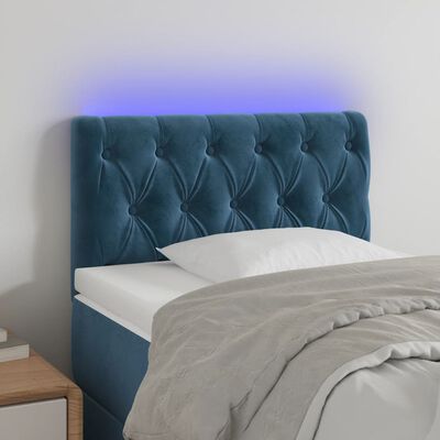 vidaXL Cabecero con LED de terciopelo azul oscuro 80x7x78/88 cm