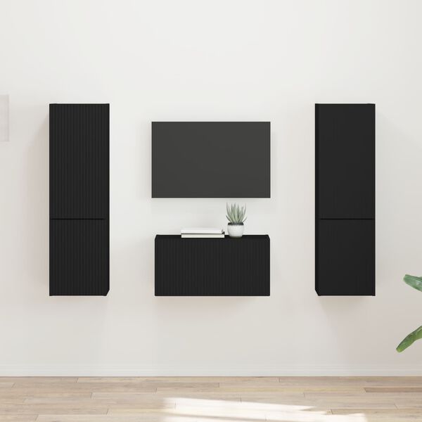 vidaXL Conjunto de mueble de TV 5 pcs Negro Madera de ingenier&iacute;a