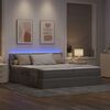 vidaXL Cama con tira de luces LED con cabecera Taup&eacute; 180 x 200 cm tela