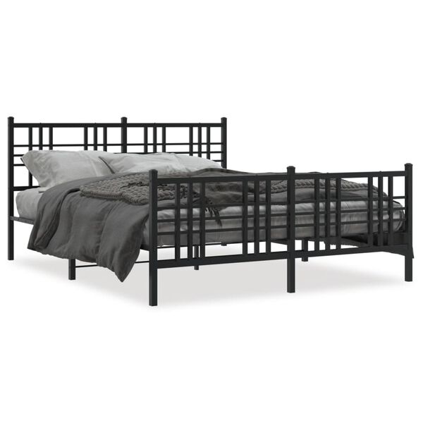 vidaXL Estructura cama sin colch&oacute;n con estribo metal negro 160x200 cm