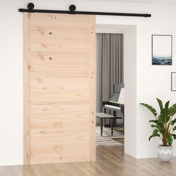 vidaXL Puerta de granero madera maciza pino 100x1,8x204,5 cm