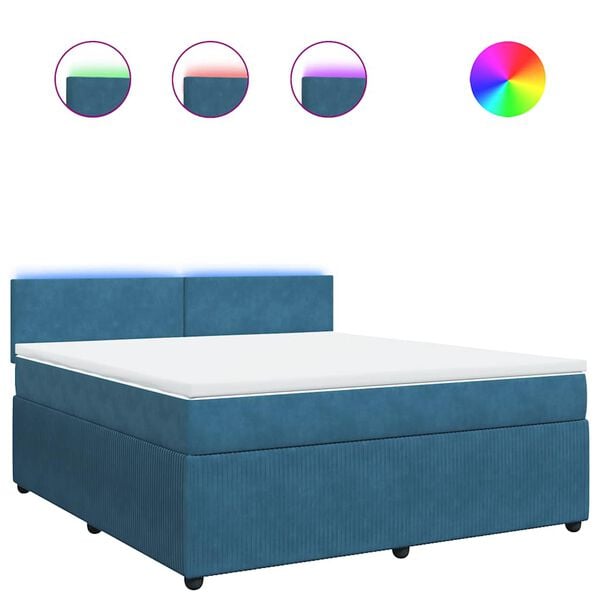 vidaXL Cama box spring con colch&oacute;n terciopelo azul 180x200 cm