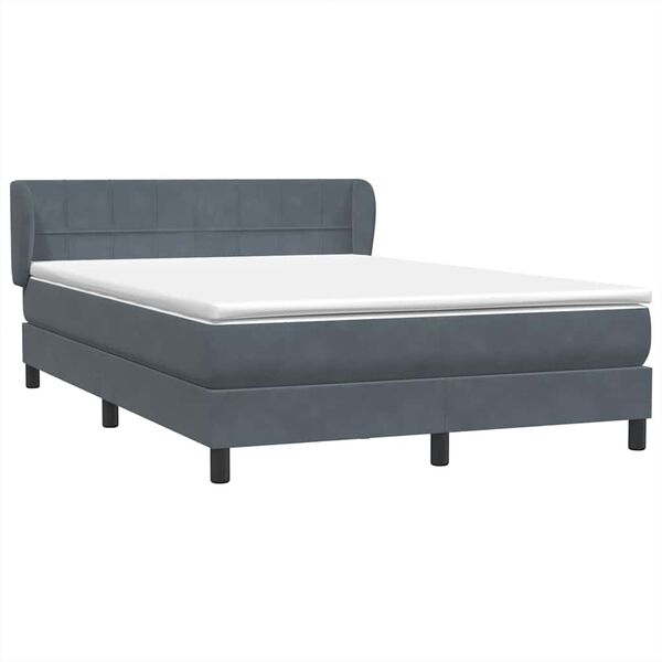 vidaXL Cama box spring con colch&oacute;n terciopelo gris oscuro 140x220 cm