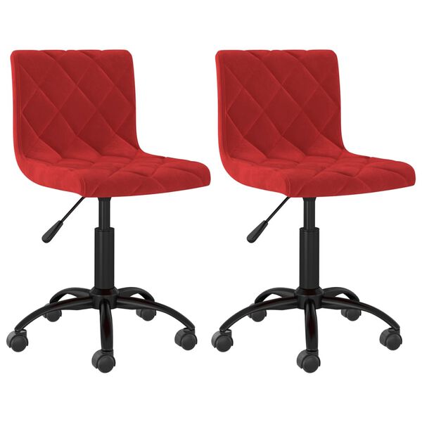 vidaXL Sillas de comedor giratorias 2 unidades terciopelo rojo tinto