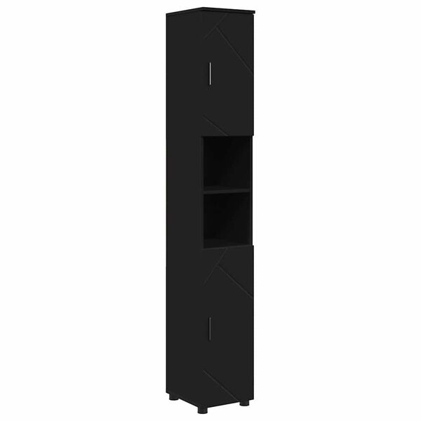 vidaXL Gabinete de Ba&ntilde;o con almacenamiento Negro 30 x 35 x 192 cm