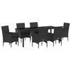 vidaXL Conjunto de Comedor de Jard&iacute;n 7 pcs Negro rat&aacute;n sint&eacute;tico