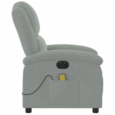 vidaXL Sillón reclinable de masaje eléctrico terciopelo gris claro