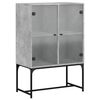vidaXL Armario auxiliar puertas de vidrio gris hormig&oacute;n 69x37x100 cm