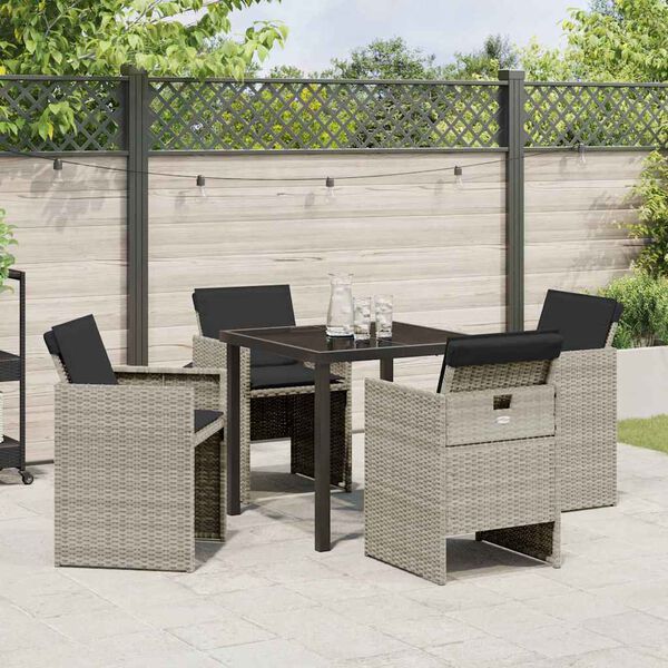 vidaXL Conjunto de Comedor de Jard&iacute;n 5 pcs Gris Claro rat&aacute;n sint&eacute;tico