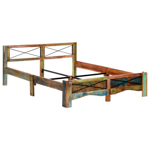 vidaXL Estructura de cama de madera maciza reciclada 160x200 cm