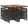 vidaXL Set de comedor de jard&iacute;n 9 pzas y cojines rat&aacute;n sint&eacute;tico negro